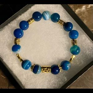 COPY - Women’s Blue Striped Agate Bracelet